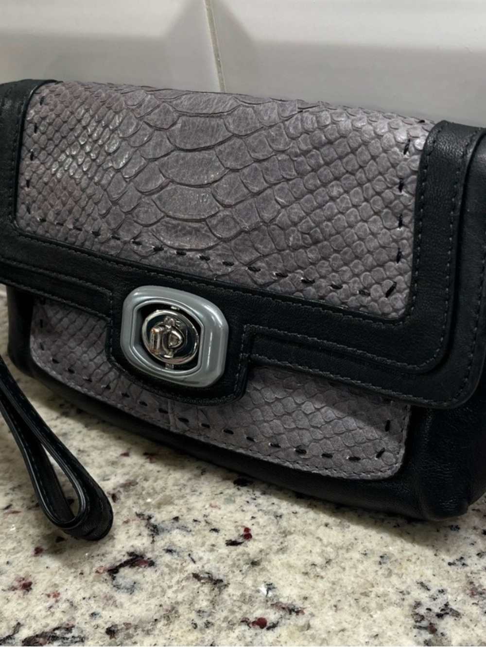 Coach Pinnacle Embossed Python Exotic Color Block Clutch/Wristlet EUC - Picture 2 of 15